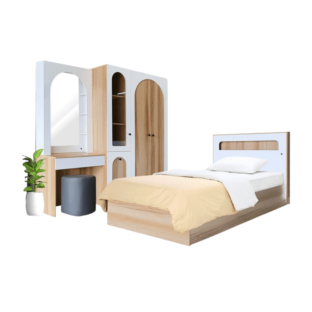 ชุดห้องนอน + ที่นอนสปริง 3.5 ฟุต WISDOM DESIGN FURNITURE รุ่น ARISTA 4 สี แอช/ขาว_5
